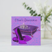 ハイヒールシューズホットピンクパープルキンセアニェラ 招待状 (スタンド正面)