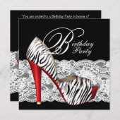 ハイヒールシューズレッドゼブラパーティの招待状 招待状 (正面/裏面)