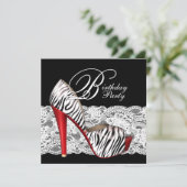 ハイヒールシューズレッドゼブラパーティの招待状 招待状 (スタンド正面)