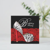 ハイヒールシューズレッドゼブラパーティの招待状 招待状 (スタンド正面)