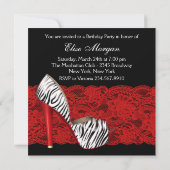 ハイヒールシューズレッドゼブラパーティの招待状 招待状 (裏面)