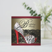 ハイヒールシューズレッドゼブラパーティの招待状 招待状 (スタンド正面)