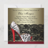 ハイヒールシューズレッドゼブラパーティの招待状 招待状 (裏面)