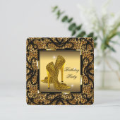 ハイヒールシューズワイルド金ゴールドヒョウ誕生日パーティー2 招待状 (スタンド正面)