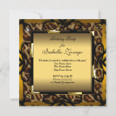 ハイヒールシューズワイルド金ゴールドヒョウ誕生日パーティー 招待状 (裏面)