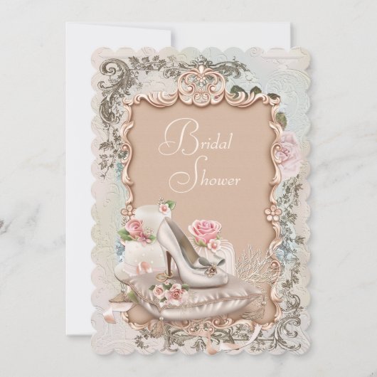 ハイヒールシューズヴィンテージブライダルシャワー 招待状 (正面)
