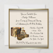 ハイヒールシューズ女性クリーム金ゴールド誕生日 招待状 (裏面)