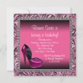 ハイヒールシューズ女性ピンクブラック50誕生日 招待状 (裏面)