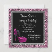 ハイヒールシューズ女性ピンクブラック50誕生日 招待状 (裏面)