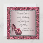 ハイヒールシューズ女性ピンク50誕生日 招待状 (裏面)