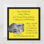 ハイヒールシューズ女性ブラックイエロー誕生日 招待状 (裏面)