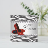 ハイヒールシューレッドゼブラ誕生日パーティー 招待状 (スタンド正面)