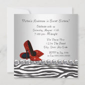 ハイヒールシューレッドゼブラ誕生日パーティー 招待状 (裏面)