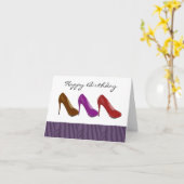 ハイヒールスタイリッシュ誕生日グリーティング カード (黄色い花)