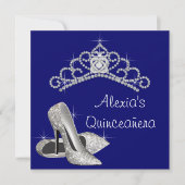 ハイヒールティアラ王室のブルーキンセアニェラ 招待状 (正面)