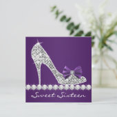 ハイヒールパープルSweet sixteen誕生日パーティー 招待状 (スタンド正面)