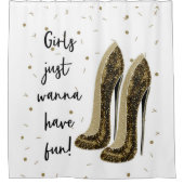 ハイヒールファッションシューズGlam美しい女の子は… シャワーカーテン (正面)