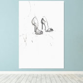 ハイヒールファッションスケッチ – プレミアム キャンバスプリント (インサイチュ (ウッドフロア))