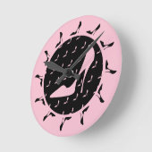 ハイヒールブラックとピンクの丸時計 ラウンド壁時計 (傾斜)