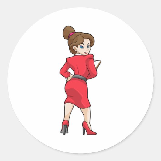 ハイヒール付きドレスの秘書 ラウンドシール (正面)