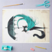 ハイヒール傘にデコップブラックキャット 薄葉紙 (クラフト)