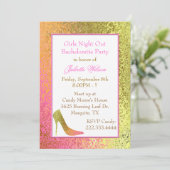 ハイヒール箔風デザインのブライズパーティー招待状 招待状 (スタンド正面)