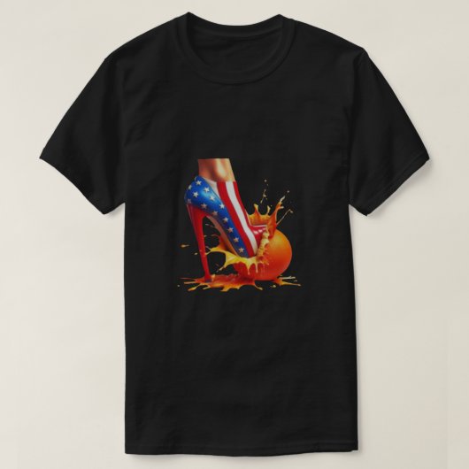 ハイヒール粉砕オレンジKamala Harris Tシャツ (デザイン正面)