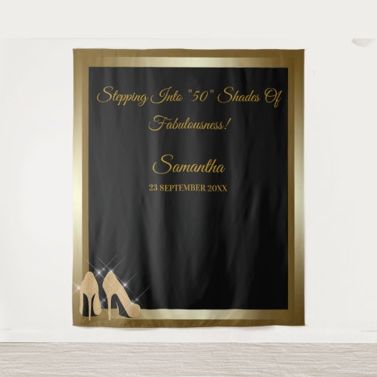 ハイヒール誕生日パーティーのタペストリーの背景バナー タペストリー (正面)