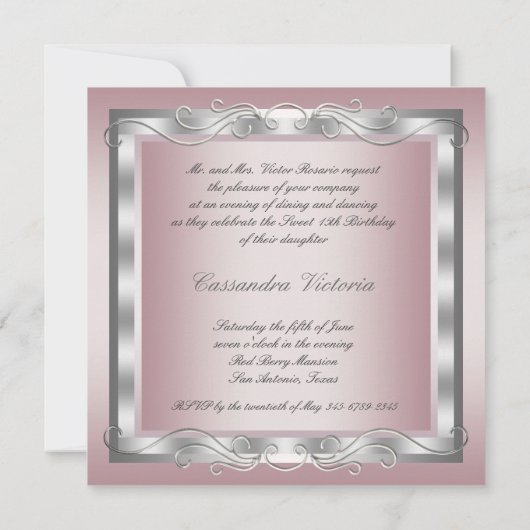 ハイヒール靴ピンクローズキンセアニェラ 招待状 (裏面)