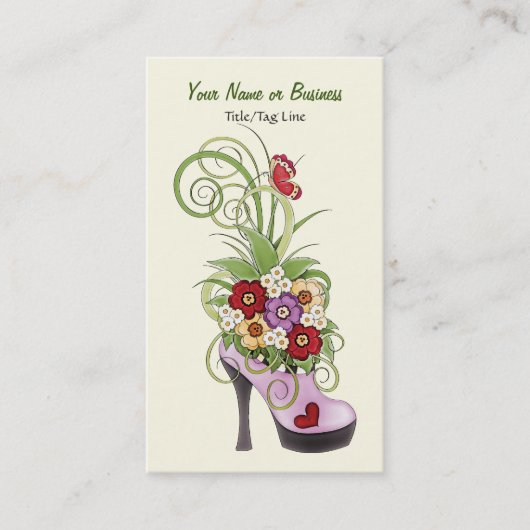 ハイヒール靴フラワービジネスまたはパーソナルカード 名刺 (正面)