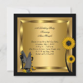 ハイヒール靴フローライエローブラック誕生日パーティー 招待状 (裏面)