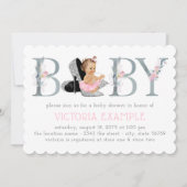 ハイヒール靴ベビーガールシャワー招待状 招待状 (正面)