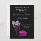 ハイヒール靴ホットピンクブラック日付を保存 セーブザデート (裏面)