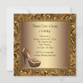 ハイヒール靴 女性 ゴールド 50歳 誕生日パーティー 招待状 (裏面)