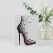 ハイヒール鳥ウォールアート – シュールファッションシューズ ポストカード (スタンド正面)
