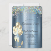 ハイヒール,カラフルなコンフェッティ 青い引退 , 招待状 (正面)