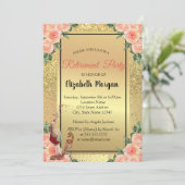 ハイヒール, ガラス, ゴールドグリッターの花 モチーフ 引退 招待状 (スタンド正面)