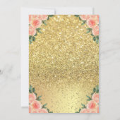ハイヒール, ガラス, ゴールドグリッターの花 モチーフ 引退 招待状 (裏面)