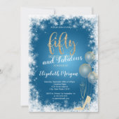 ハイヒール コンフェッティ、雪の結晶 50歳の誕生日パーティー 招待状 (正面)