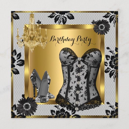 ハイヒール シャンデリア ラック コルセット ブラック2 招待状 (正面)