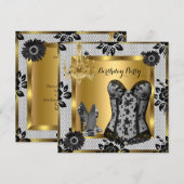 ハイヒール シャンデリア ラック コルセット ブラック2 招待状 (正面/裏面)