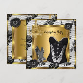 ハイヒール シャンデリア ラック コルセット ブラック 3 招待状 (正面/裏面)