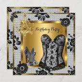 ハイヒール シャンデリア ラレース コルセット ブラック2 招待状 (正面/裏面)