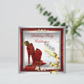 ハイヒール シューズ シャンパン レッド ゴールド シルバー 招待状 (スタンド正面)