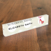 ハイヒール，スティレット，ポンプ，花，赤い靴 デスクネームプレート (側面)