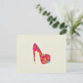 ハイヒール，スティレット，ポンプ，花，赤い靴 ポストカード (スタンド正面)
