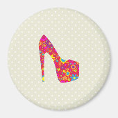ハイヒール,スティレット,ポンプ,花,赤い靴 マグネット (正面)