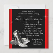 ハイヒール ティアラ 赤 黒 クイーンセネラ 招待状 (裏面)