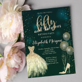 ハイヒール,ドレス,スターズグリーン50誕生日 招待状