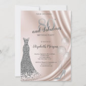 ハイヒール、バルーンドレス80誕生日 招待状 (正面)